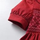 Embroidered Dress Newborn Ruffled Collar Children Smocked Dresses with Button Baby Girls Clothes Kids