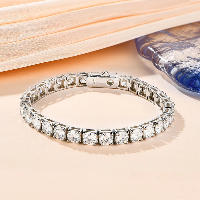 Sterling Silver Bracelets for Women Round 3.5mm Charm Bracelet for Engagement Party Gifts