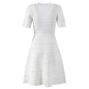 Lady Hollow Out Cloth V-neckline Short Sleeve Fit And Flare Women Solid Short Mini Knits Dress