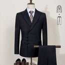 Elegant man suit for wedding peach Slim Fit Double Breasted Multiple buttons Casual Business man 2 piece outfit set