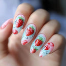 Nails Summer Strawberry Realistic Press on Nails Almonds Artificial Finger Nails with Charms Removable