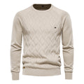 Men Autumn and Winter Pullover Solid Diamond Plaid Knitted Sweater Men Casual Sweater