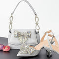 Shoes and Bag Set in Peach Sweet with Shinning Crystal for Wedding