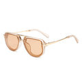 Retro Small Oval Luxury Sunglasses Rivets Blue Green Shades UV400 Trending Punk Sun Glasses