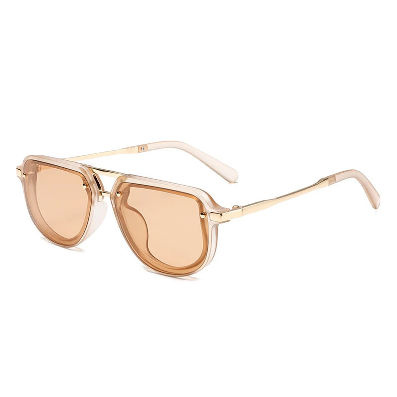 Retro Small Oval Luxury Sunglasses Rivets Blue Green Shades UV400 Trending Punk Sun Glasses