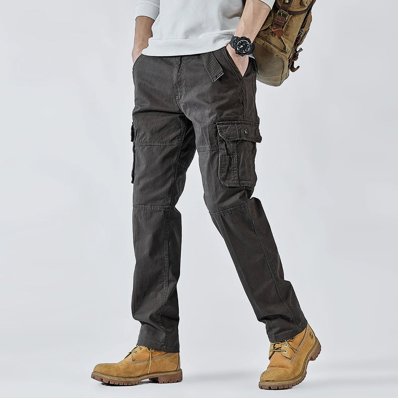 Men's Cargo Pants Straight Leg Stretch Tactical Trouser Male Military Outdoor Camping Casual