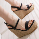 Women Summer Sandals Platfrom Knitted High Heels Flip Flops Beach Shoes Female Slippers