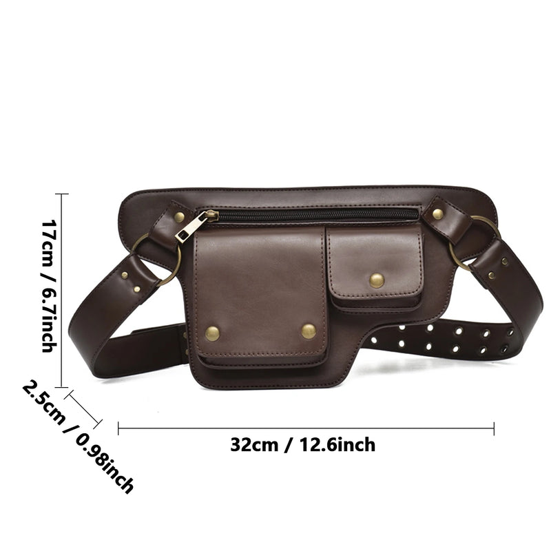 Cool Punk Motorcycle Style Waist Bag Retro Outdoor Adjustable Belt Bag Fanny Pack