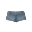 Blue denim shorts on a white background, Obroi