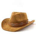 Classical Suede Brim Western Cowboy Fedora Hat For Women Men Church Jazz Hats Travel Hat