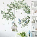 Flower Birdcage Flying Birds Wall Sticker Creative Home Decor Living Room Decals Wallpaper