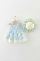 Summer Baby Girl Dress Cute Vertical Striped Children'S Clothes For Birthday Parties Hat(9 Months -3 Years Old)