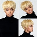 6-Inch Short Human Hair Wig for Women - Wig Straight Blonde Hair with Breathable Rose Net