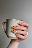 24-Piece Nail Art False Nails Tiger Stripe Design Almond Nails Wearable Nails