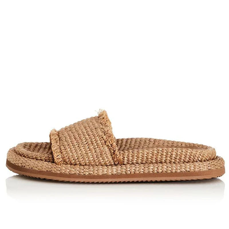 Women Braided Shoes Linen Slip-On Beach Series Casual Sandals