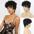 Short Pixie Cut Curly Human Hair Wigs For Women Layered Pixie Wigs With Bangs Hair Glueless Bob Wig