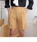 Naples Suit Shorts Men Smart Casual Waist Buckle Button Knee Length Pants Summer