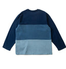 Spring and Summer Vintage Men's Indigo Blue Manual Embroidery Loose Long-sleeved T-shirt