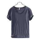 Solid V-Neck Short Sleeved Tees