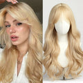 Light Blonde Wig Long Wavy Hair Wigs with Bangs for Women Party Daily Hair