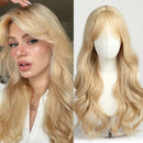 Light Blonde Wig Long Wavy Hair Wigs with Bangs for Women Party Daily Hair