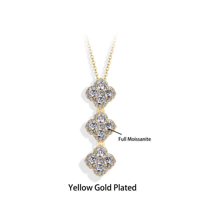 S925 Silver Necklace For Women Full Moissanite Pendant Classic Engagement Wedding Jewelry Gift