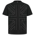 Black t-shirt with white star pattern on a white background, Obroi