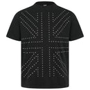 Black t-shirt with white star pattern on a white background, Obroi