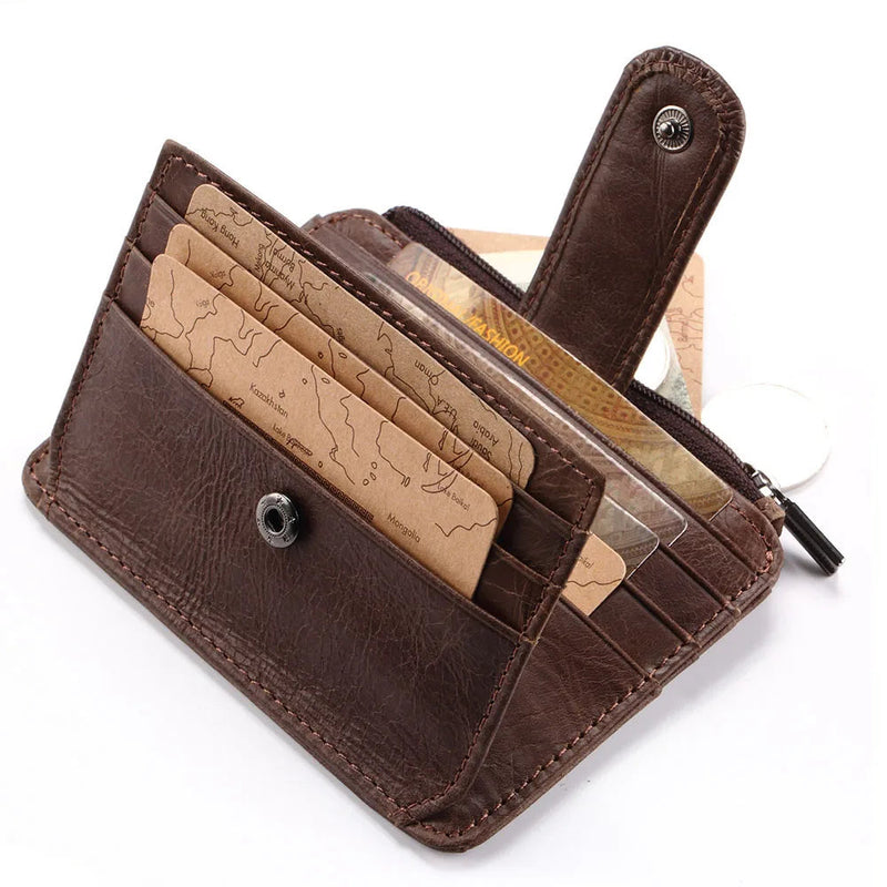 Genuine Leather Mini Card Holder Small Light Women's Wallets Purse Travel ID Credit Cardholder