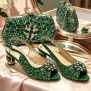 Women's Rhinestone High Heels and Matching Handbag Set, Elegant Party Shoes and Purse