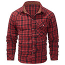 Men's Spring Autumn Casual Classic Plaid Top Casual Flannel Shirt Coat