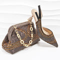 Rhinestone Woman Sandals Shoes And Bags Set Party Shoes And Bag Set For Wedding Dress