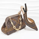 Rhinestone Woman Sandals Shoes And Bags Set Party Shoes And Bag Set For Wedding Dress