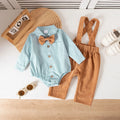 0-18M Baby Boys Formal Gentleman Outfits Rompers Suspender Pants Set