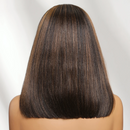 Golden Brown Highlights Straight Bob Wig With Drawstring 7x5 No-Slip Short Human Hair Glueless Wig