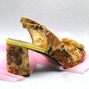 Heels Women Shoes and Bag Set with Shinning Crystal in Yellow Color