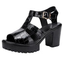 Heel Platform Sandals Patent Leather Summer Buckle Elegant High Heels Sandals Women