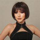 Human Hair Costume Wig Short Straight Natural Straight Bob Layered Haircut Neat Bang With Bangs