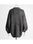 Women's Loose Style Round Neck Bat Sleeve Knitted Pullover Sweater