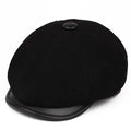 Genuine Leather Hat Beret Warm Cap Winter Men