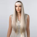 Long Blonde Headband Wig Ombre Blonde Straight Hair Wigs Natural Looking Heat Resistant Fiber for Daily Use
