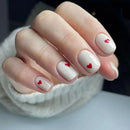 Short Square Head Press on Nails Tips White Edge Design Nails Flower Pattern Detachable