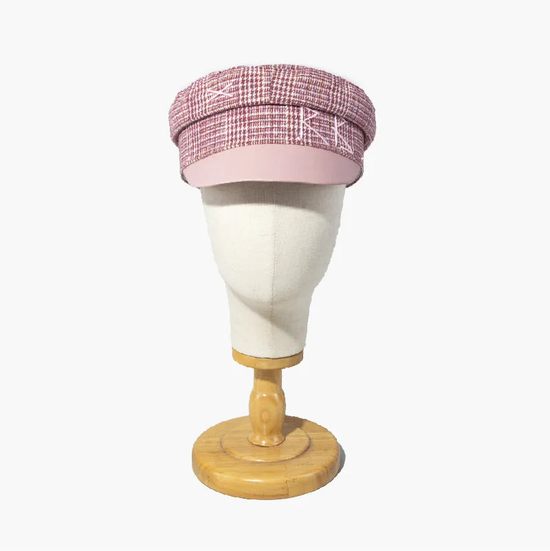 Flat Pink Brim Military Caps Baker Boy Hat Women Caps