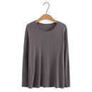 Autumn T-Shirt Women Clothing High Stretch Slim Fit Cotton Tops Basics O-Neck Long Sleeve Solid Tees
