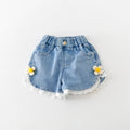 Summer Baby Children Clothing Girls Sweet Shorts Lace Small Flower Thin Denim Pants
