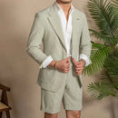 Suit Summer Men Tuxedo Suit British Seersucker Suit Shorts 2-piece Set