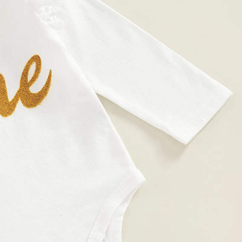 Spring Autumn Newborn Infant Baby Girls Clothes Set Long Sleeve Letter Romper Tutu Skirt Headband Outfits Clothing