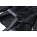 Women Set Suit Long Sleeve Belt Autumn Winter Woolen Shawl Collar Single Button Bow Plaid Shorts