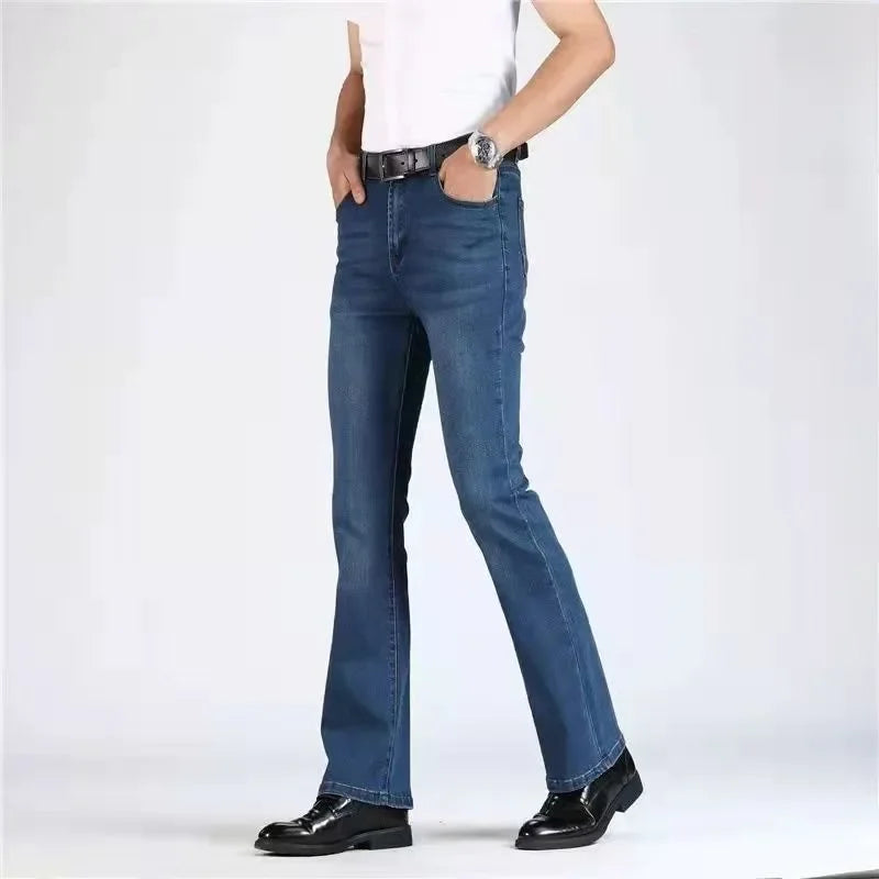 Denim Bell Bottom Pants For Men Casual Wide Leg Jeans Ideal For Spring Autumn