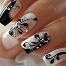 24pcs White Almond Nail Tips for Halloween Wearable Ghost Diamond Decor Press on Nails